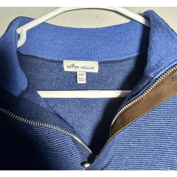 Peter Millar Boy’s 1/4 Zip Sweater Blue Extra Fine Italian Merino Wool XXL 23x24 - Picture 4 of 10